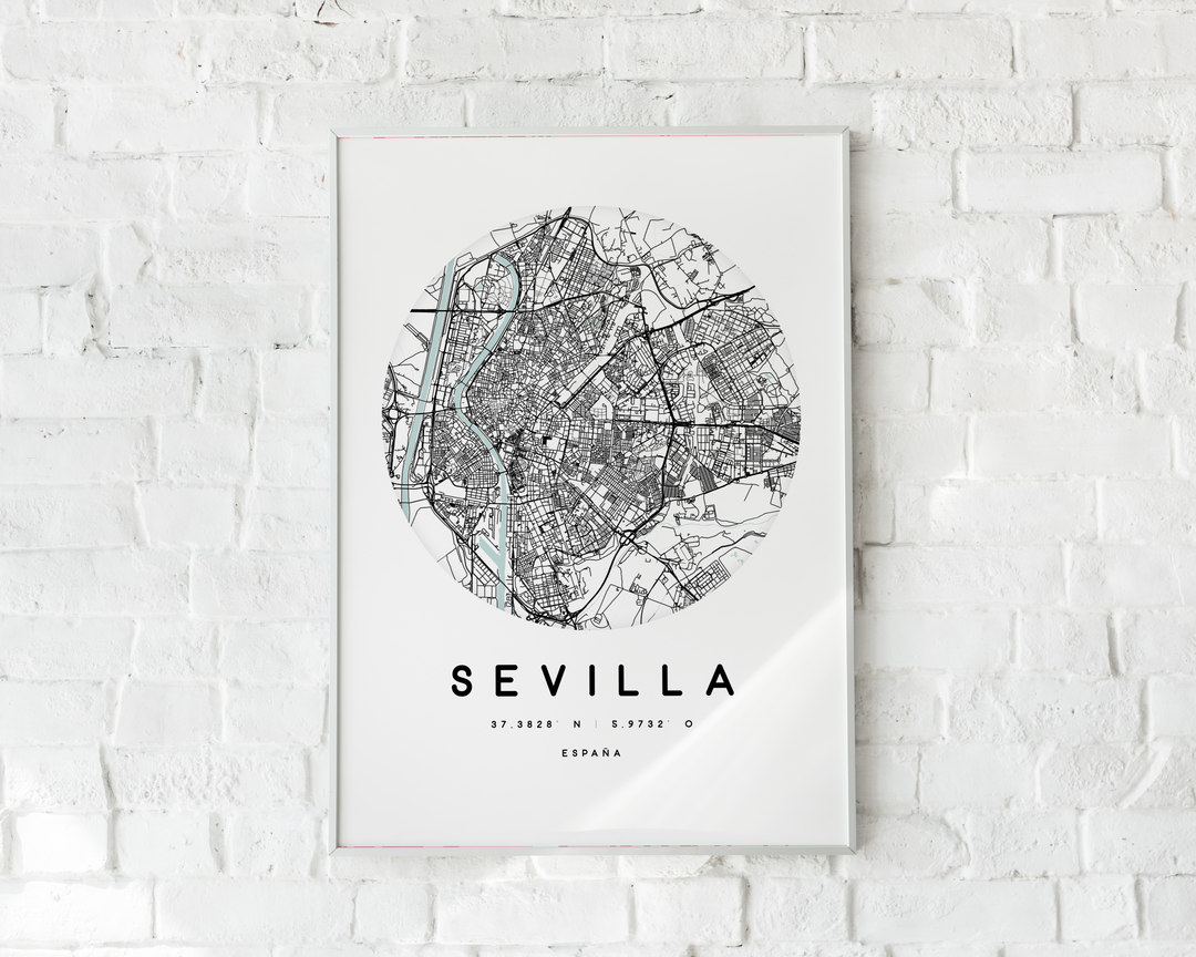 MAPA DECORATIVO REDONDO DE LA CIUDAD DE SEVILLA