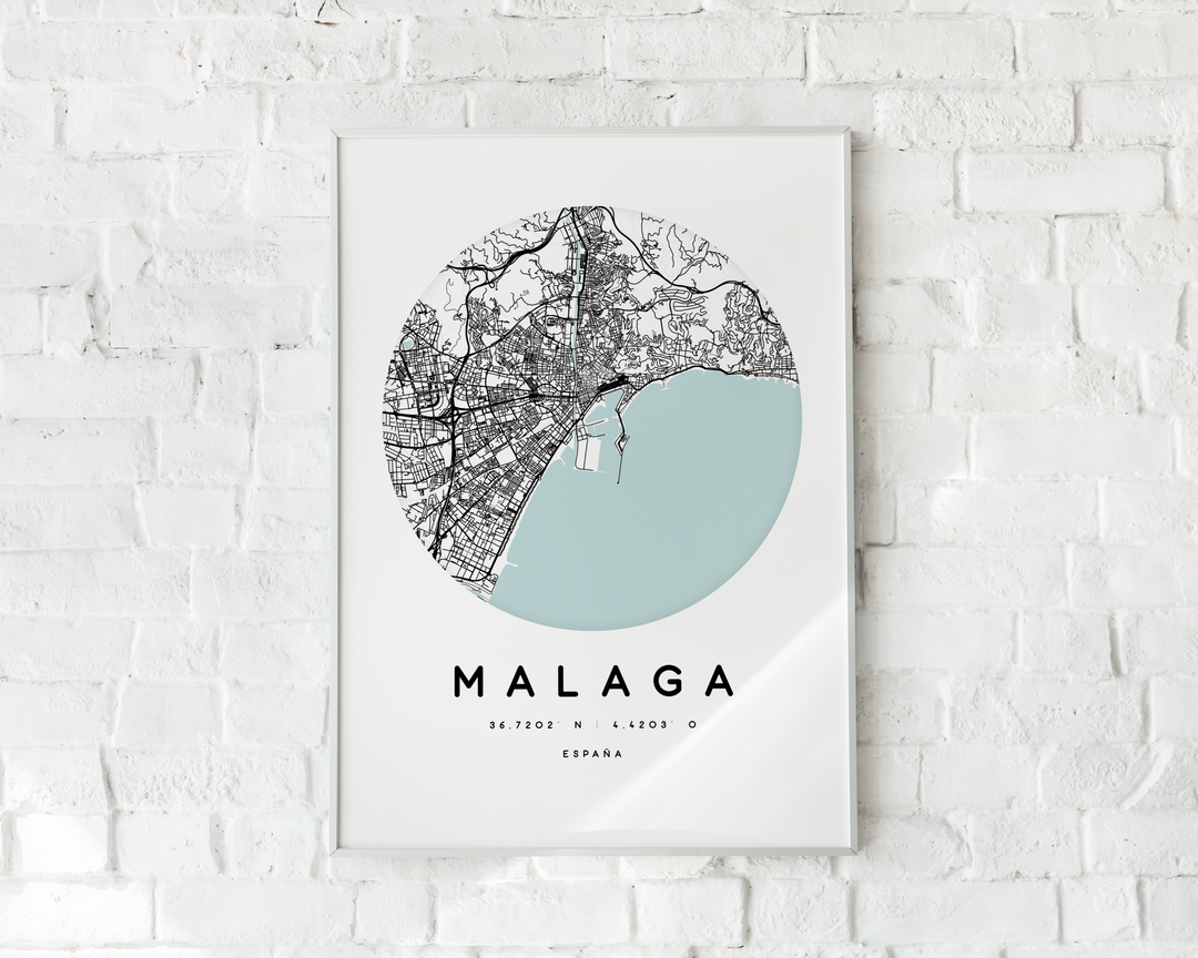 LÁMINA DECORATIVA DEL MAPA DE MÁLAGA CIRCULAR