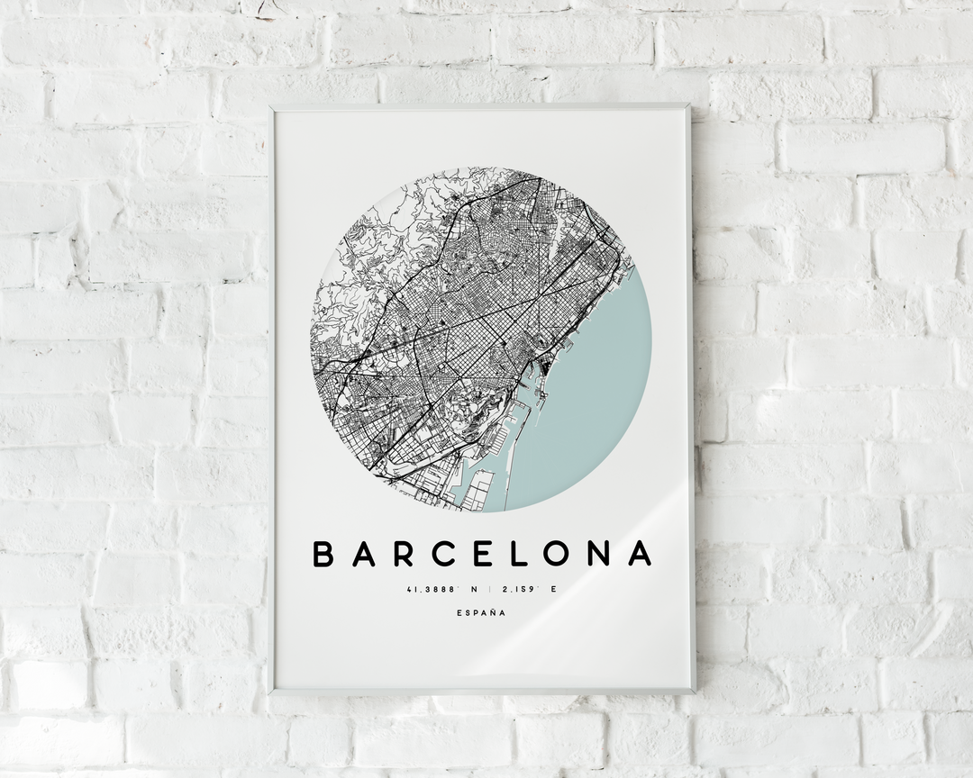 MAPA DECORATIVO CIRCULAR DE LA CIUDAD DE BARCELONA